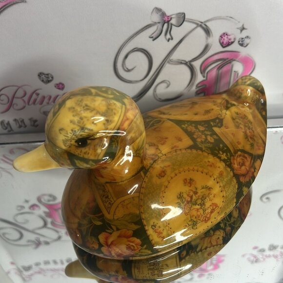 Decorative Floral Duck Figurine roses floral plates vases Victorian duck π¦ - Picture 7 of 10
